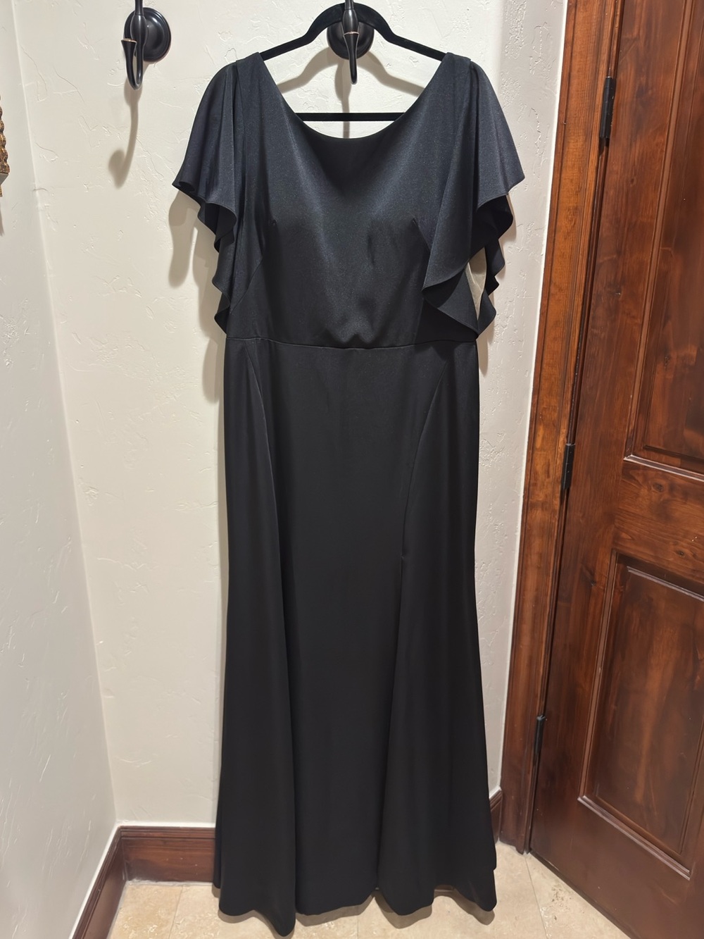 Elegant Black Maxi Dress with Flutter Sleeves